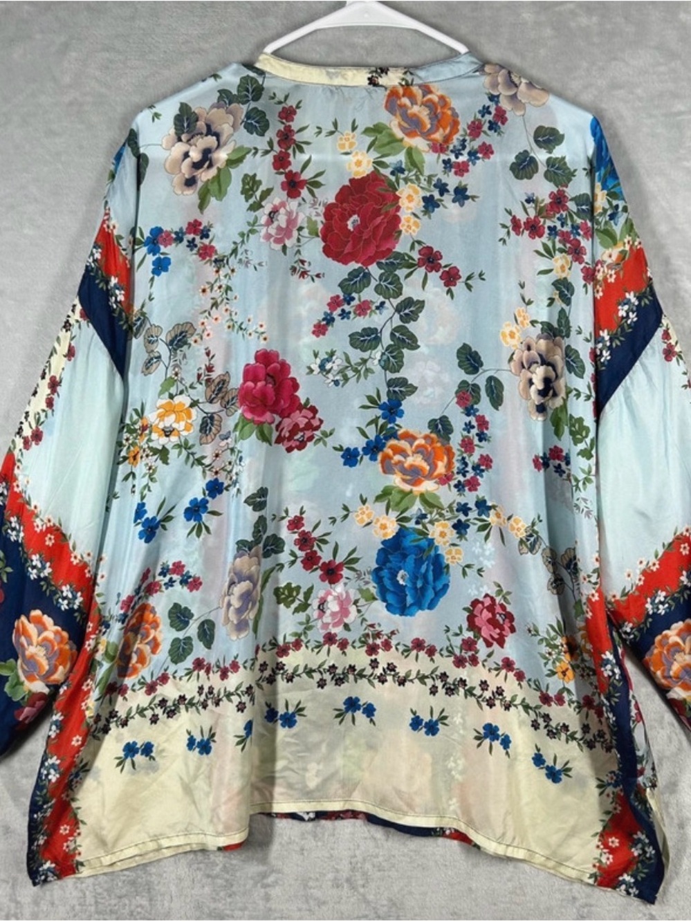 Johnny Was Navy Floral V-Neck Tunic with Cream & Rust Accents - Picture 4 of 9